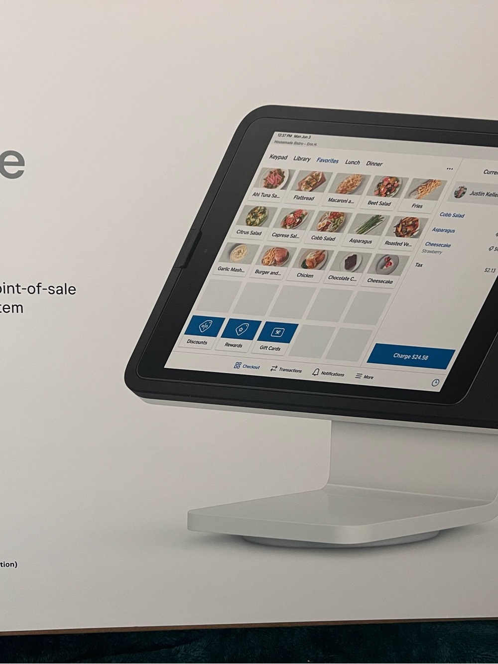 Square POS Stand, Apple IPad 8th Generation w/Keyb Case & Socket Barcode Scanner